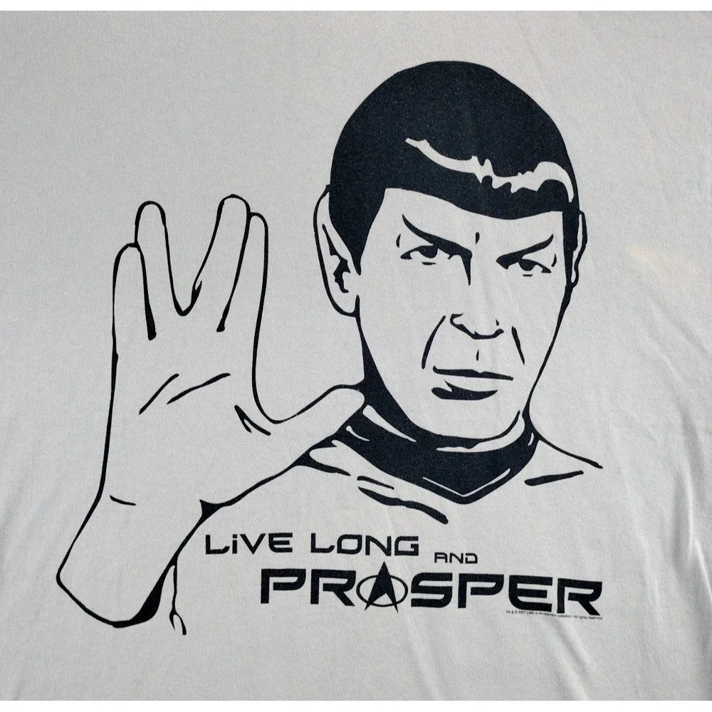Steve & Barrys Star Trek Spock Live Long and‎ Prosper T Shirt Mens XL Light Blue